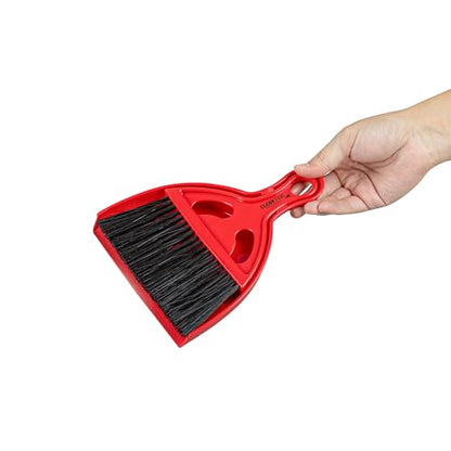 Restaurantware Mini Broom and Dustpan Set 40 Pack of Plastic Handheld Brush and Pan Compact Cleaning Kit with Ergonomic Handle Red and Black Office Desk and Home Cleaning Set