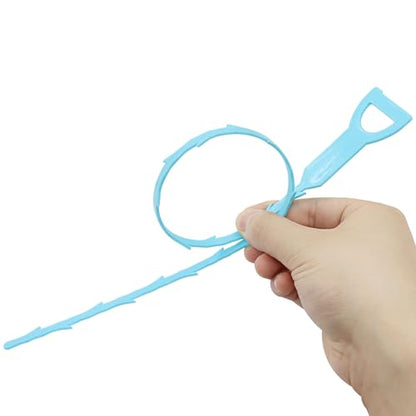 3 Pack 20 Inch Drain Clog Remover Snakes, Hair Cleaning Tool Effective Drain Snake Auger Tool for Sink, Shower, Bathtub, and Toilet(Blue) - color: Blue
