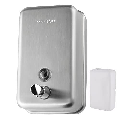 Commercial Wall Mount Stainless Steel Soap Dispenser, Corrosion Proof Lining Liquid Hand Sanitizer Dispenser Bathroom 1100ml / 37oz. (Vertical) - size: Vertical