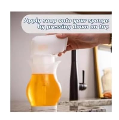 Dish Soap Dispenser, Soap Daddy, Dual Action Pump & Squeeze, Clear BPA-Free Plastic, 13.25 fl oz 1 Count (Pack of 1), White