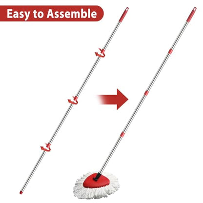 2 Spin Mop Head Replacement, 1 Base, 1 Mop Handle (30-58in) Combo Mops Set Compatible with OCedar EasyWring RinseClean Microfiber Mops (White (1-Tank System)) - color: White (1-tank System)