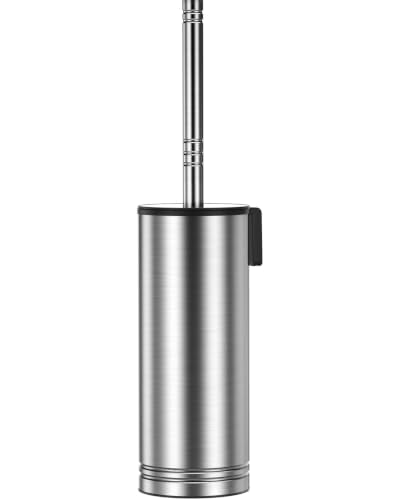 HAMITOR Toilet Brush and Holder Set: 304 Stainless Steel Heavy Duty Bowl Cleaner Brush - Deep Cleaning Under Rim Curved Bristle - Space Saving Wall-Mounted for Home RV Bathroom Accessories Silver