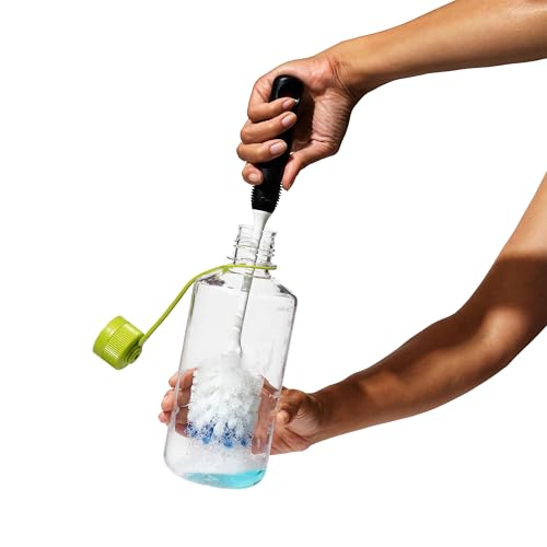 OXO Good Grips Bottle Brush, Dual-Bristle Cleaning for Bottles, Pitchers and Carafes, Flexible Neck Scrub Brush, Safe for Stemware and Delicate Glassware, Dishwasher Safe - style: Bottle Brush