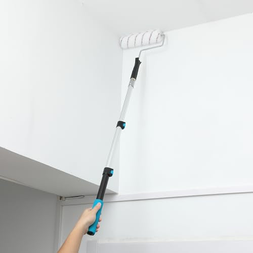 Bates- Telescopic Extension Pole, 3 Ft, Aluminum Alloy, Sturdy Multi-Purpose Extension Pole with Flip-Lock Design for Painting, Dusting and Cleaning - color: Black and Teal, size: 3 Ft, 1 Pack