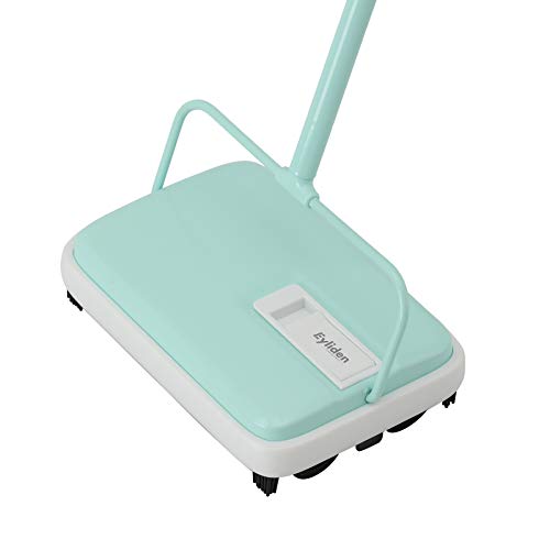 Eyliden Carpet Sweeper, Mini Size Lightweight Hand Push - No Noise, Non-Electric, Easy Manual Sweeping Only for Carpet Cleaning (Mint) - color: Mint