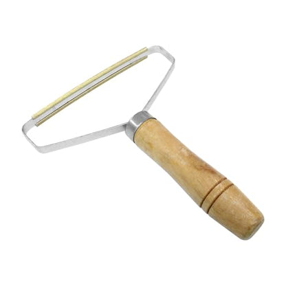 1-Pack Carpet Pet Hair Remover Tool, Portable Fur Rake Lint Scraper with Wooden Handle for Carpet Rugs Mats Couch Sofas