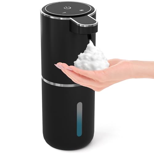 Automatic Foaming Soap Dispenser,Touchless Foam Soap Dispenser,12.8oz Rechargeable Wall Mounted Smart for Bathroom and Kitchen Dish Soap,Easy for Toddlers(Black) - color: Black 1, size: Foam