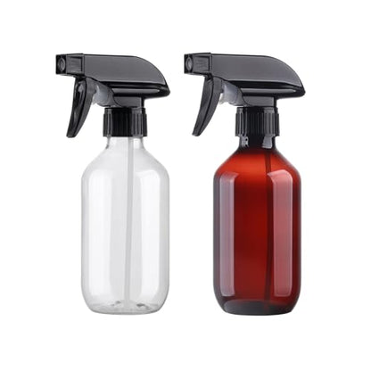 Plastic Spray Bottles Clear and Brown Refillable Container Empty Spray Bottle 10oz/300ml Adjustable Head Sprayer and Stream for Cleaning Products, Plants, Pet, Hair | Fine Mist Water Spray Bottle with Adjustable Nozzle BPA Free Small Spray Bottle for Clea
