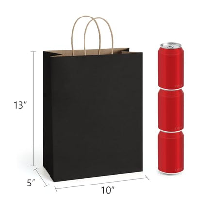 BagDream Gift Bags 10x5x13 Kraft Paper Gift Bags with handles Bulk 50Pcs Paper Shopping Bags, Retail Merchandise Bags, Party Favor Bags, Black Large Gift Bags 100% Recycled Paper Bags Sacks - color: Black