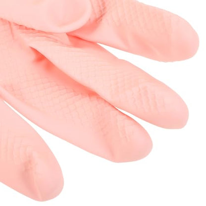 3 Pairs Medium Reusable Latex Dishwashing Gloves Non-slip Kitchen Cleaning Gloves for Women Pink, Teal, and Orange Colors, Household Washing and Cleaning Use