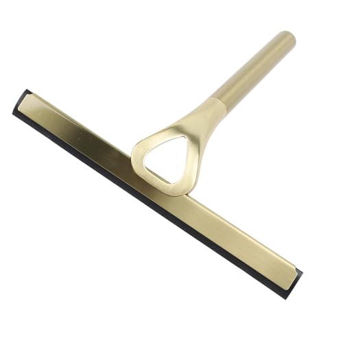 Asixxsix Glass Wiper, 304 Stainless Steel Shower Squeegee with Silicone Vane/Wing for Bathroom Windows Mirrors and Glass Surfaces (Gold) - size: Gold