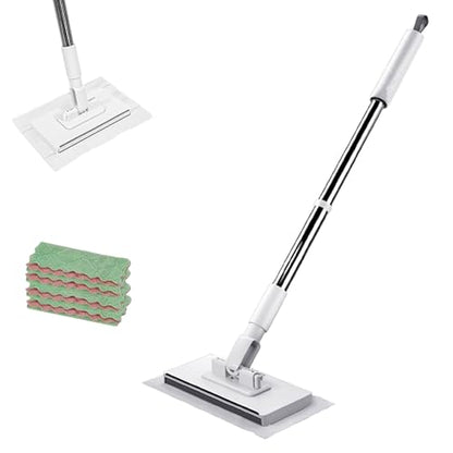 Quick Clip Mini Mop, One-Press Holder Mini Mops, 40In Long Handle Mopping Sweeper Stick, Retractable Handle Gap Cleaner for Kitchen Bathroom (1*Mop+5*Cleaning Cloth) - color: 1*mop+5*cleaning Cloth