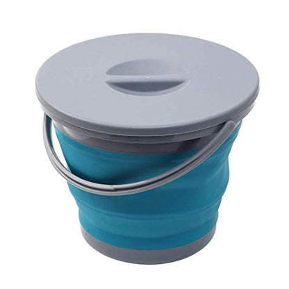 Ahyuan Collapsible Water Bucket with Locking Lid Multifunction Foldable Round Tub Water Pot Portable Water Pail Space Saving Water Container for RV, Camping, Marine, Outdoor Activities and Home (Blue) - color: Blue,green