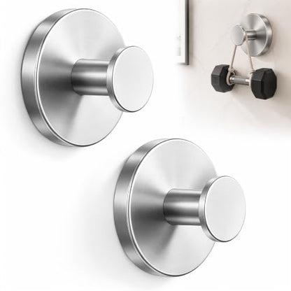 Upgraded Suction Cup Hooks for Shower, No-Drill Bathroom Hooks for Hanging Towels, Robes & Loofah - Mount on Kitchen Walls, Window, Glass, Mirror, Tile & Smooth Surfaces (2 Pack, Silver Tone) - color: Silver
