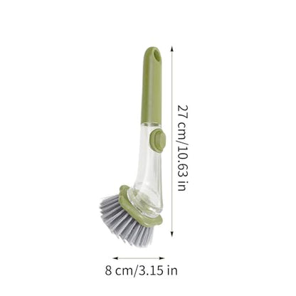 Dish Scrubber with Soap Dispenser,Non Slip Cleaner Scrubber with Handle,Dish Cleaning Brush | for Pots Stoves Pans Kitchen Home Dorm Appliances Dishwashing - color: Green