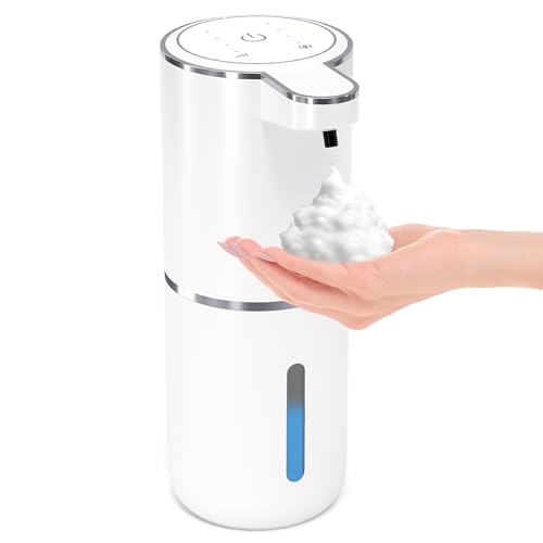 Automatic Foaming Soap Dispenser,Touchless Foam Soap Dispenser,12.8oz Rechargeable Wall Mounted Smart for Bathroom and Kitchen Dish Soap,Easy for Toddlers(White) - color: White 1, size: Foam