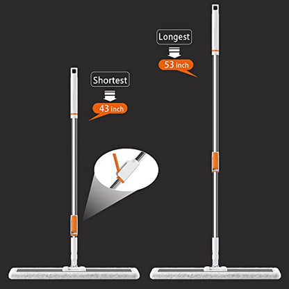 Flat Mop for Cleaning Floors Heavy Duty Microfiber Wet Mop Deep Cleaning for Hardwood, Tile & Laminate, Includes 4 Reusable Washable Pads and Adjustable Long Handle (32 in Mop Set) - color: 32 in Mop Set