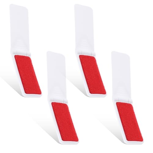 Foldable Lint Brush for Clothes, 4 Pcs Portable Travel Size Lint Brushes for Pet Hair Reusable Mini Lint Remover Brush for Furniture Couch Sofa Pet Hair Fabric Fluff Dust Removal (White) - color: White