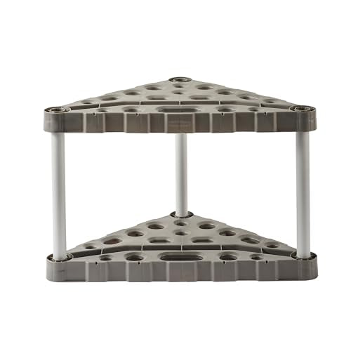 Rubbermaid Plastic Garage Corner Tool Tower Rack, Easy to Assemble, Organizes up to 30 Long-Handled Tools/Rakes/ Brooms/Shovles for Home/House/Outdoor/Sheds - style: Corner Tower
