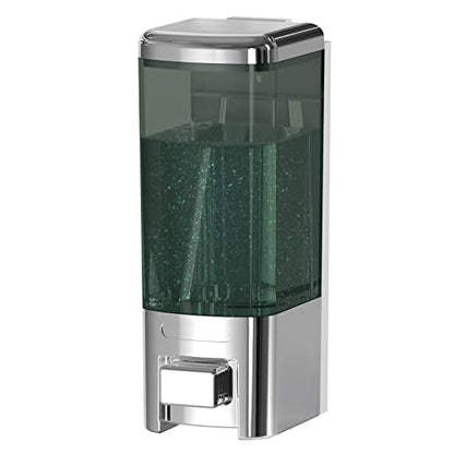 Wall Mount Manual Soap Dispenser, 17oz/500ml Large Capacity Kitchen Bathroom Hand Soap Dispenser, Commercial Refillable Shampoo Shower Gel Lotion Dispenser, Chrome&Brown - color: Chrome&brown 500ml