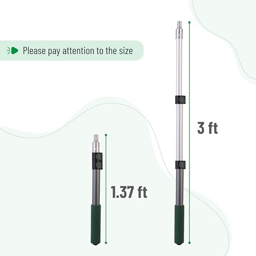 Bates- Telescopic Extension Pole, 3 Ft, Aluminum Alloy, Sturdy Multi-Purpose Extension Pole with Flip-Lock Design for Painting, Dusting and Cleaning - color: Green, size: 3 Ft, 1 Pack