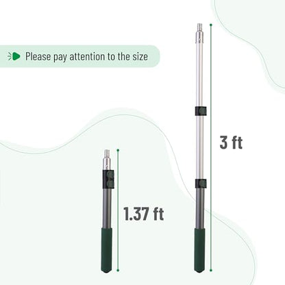 Bates- Telescopic Extension Pole, 3 Ft, Aluminum Alloy, Sturdy Multi-Purpose Extension Pole with Flip-Lock Design for Painting, Dusting and Cleaning - color: Green, size: 3 Ft, 1 Pack