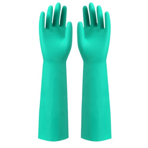 Long Sleeved Durable Nitrile Gloves 18in Reusable,Heavy duty Rubber Cleaning kitchen Cooking Anti Slip Dishwashing - size: Medium