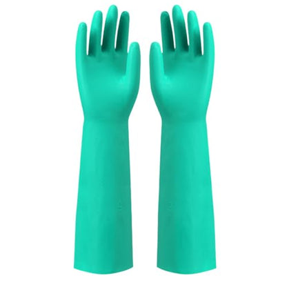 Long Sleeved Durable Nitrile Gloves 18in Reusable,Heavy duty Rubber Cleaning kitchen Cooking Anti Slip Dishwashing - size: Medium