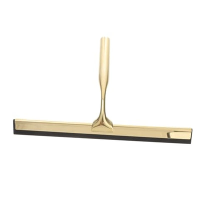 Shower Squeegee Deluxe Stainless Steel Wiper for Glass Mirrors Windows and Tiles Weighted Handle for Smooth Cleaning for Bathroom and Home Use Golden