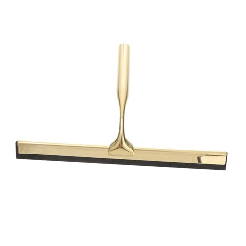 Shower Squeegee Deluxe Stainless Steel Wiper for Glass Mirrors Windows and Tiles Weighted Handle for Smooth Cleaning for Bathroom and Home Use Golden