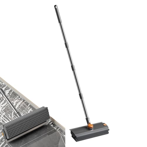 Heavy Duty Brush, Long Handle Floor Cleaner, 52.76 x 10.63 x 2.56 Inches Adjustable Scrubber with Stiff Bristles, Multipurpose Cleaning Tool, Hard Brush with Ergonomic Grip, Outdoor Floor