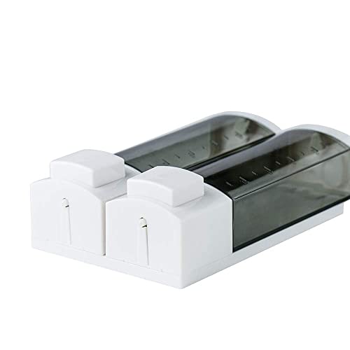 Double Soap Dispensers 250ml ABS Plastic Drill Free with Adhesive or Wall Mount with Screws Liquid Hand Shower Dispenser for Bathroom Gray - size: 2-Chamber
