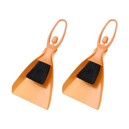 uxcell 2 Pcs Mini Dustpan and Brush Set, Small Broom and Dustpan Set for Office Tabletops Sofas Keyboards Home Cleaning Tool, Orange Pink - color: Orange Pink