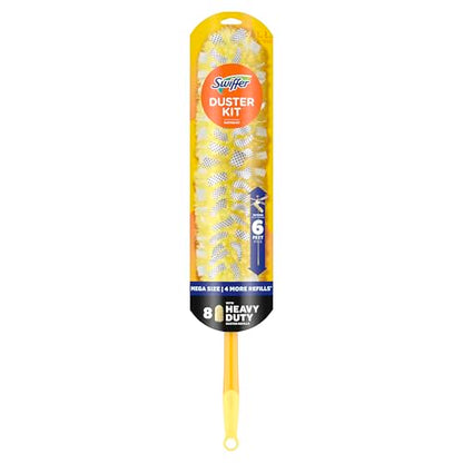 Swiffer Duster Kit with 6 ft Super Extendable Handle, Heavy Duty Starter Kit with 8 Refills