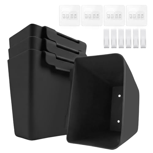 4 Pack Rolling Cart Accessories, Black Craft Cart Cup Holder and 6 Hooks for Utility Carts, Adhesive Kitchen Cabinet Door Storage, Space-Saving Wall Mount Organizer for Bathroom, Office, Makeup - color: Black