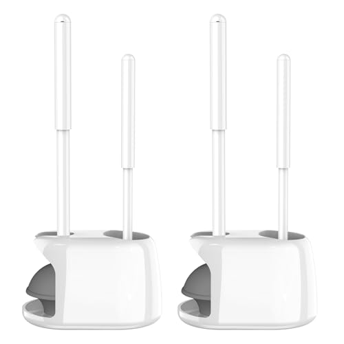 SetSail Toilet Brush and Plunger Set, 2 Packs Toilet Plungers for Bathroom Heavy Duty Toilet Bowl Brush and Holder Hidden Toilet Plunger and Brush Set for Deeply Cleaning - White - color: White, size: 2 packs