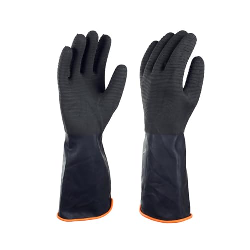 North Tower Chemical Resistant Gloves Rubber Heavy Duty Glove Work With Waterproof Gloves For Mens （14in,1 pair） - size: 14”