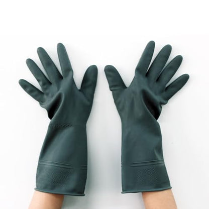 Myungjin 2 Pairs Reusable Rubber Gloves, Waterproof, Non-Slip Honeycomb Grip, Wide Sleeve Fit, for Dishwashing - size: Large
