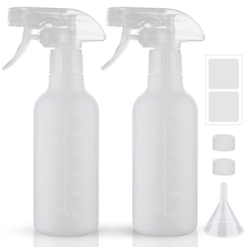Spray Bottles 12oz HDPE Spray Bottle for Hair Mist/Stream Scale Empty Heavy Duty Refillable Containers for Cleaning Solutions, Plants, Vinegar 2 Pack (White, 12oz) - color: White, size: 12oz