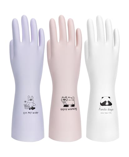 LANON 3 Pairs wahoo Nitrile Cleaning Gloves, Latex free Reusable Dishwashing Gloves for Kitchen, Bathroom, Gardening, Pet Care,Heavy-Duty, Durable, Non-Slip,12 Mil,Colorful Medium - color: Mix (Pack of 3), size: Medium (Pack of 3)
