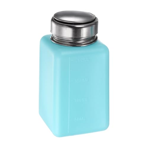 HARFINGTON Solvent Alcohol Dispensers 200ml(6.8oz) Push Down Liquid Dispenser Pump Bottle with Sealing Stainless Steel Lid for Acetone Cleanser Polish Remover, Blue - color: Blue, size: 6.8 Ounces
