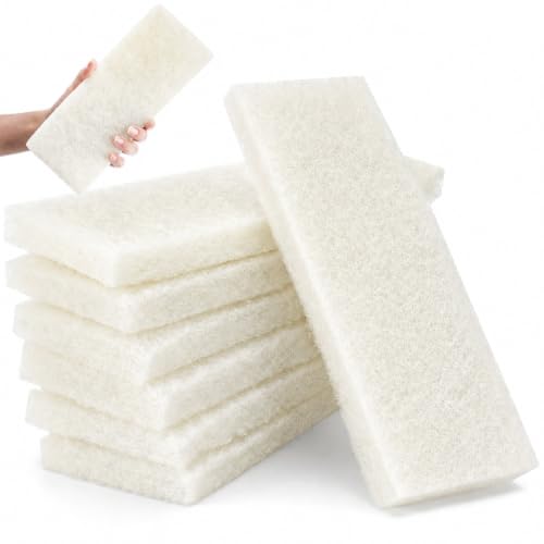 8 Pack Scouring Pads, 10 x 4 Inch Large Reusable Multipurpose Scouring Sponges for Kitchen, Bathroom, Counters, Floors Cleaning Supplies (White) - color: White