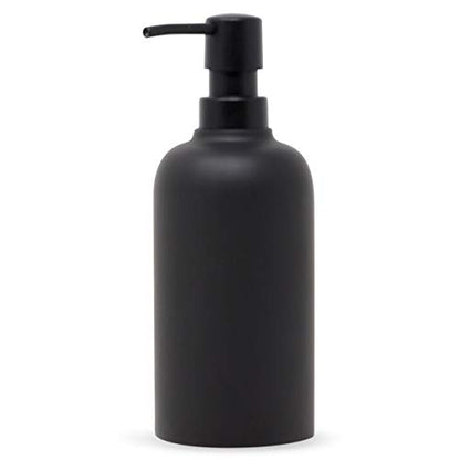 Matte Black Round Soap Dispenser for Kitchen & Bathroom – 15 oz Refillable Resin Pump Bottle for Dish Soap, Hand Soap, Shampoo, Conditioner – Modern Countertop Dispenser with Non-Slip Protective Pads - color: Black, style: Round Soap Dispenser