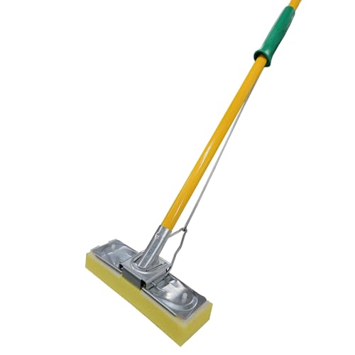 HOMEMAID® 9" Butterfly Sponge Mop Handle with 4 Sponge Heads (Made in USA) – Automatic Self-Wringing Durable Foam Sponge Butterfly Mop for Hardwood, Tile & Kitchen Floor Cleaning