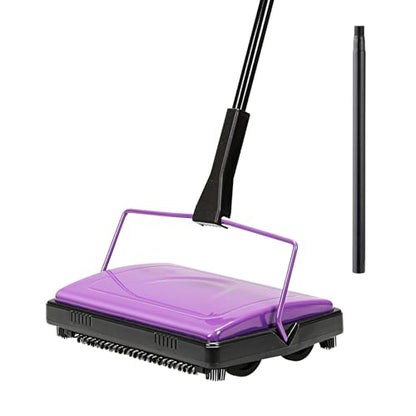 Yocada Carpet Sweeper Cleaner 4 Poles for Home Office Low Carpets Rugs Undercoat Carpets Pet Hair Dust Scraps Paper Small Rubbish Cleaning with a Brush