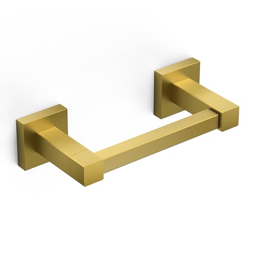 FORIOUS Toilet Paper Holder Wall Mount, Stainless Steel Rustproof Double Post Pivoting Tissue Roll Holder for Bathroom, Commercial Toilet Paper Dispenser (Brushed Gold, Square) - color: Brushed Gold, size: Square 1 Pack