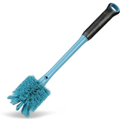 MOSOLAN 2-in-1 Water Bottle Brush and Straw Cleaner Brush, Long Handle Scrub Brush with Replaceable Head for Water Bottles, Glasswares, Mugs, Flasks, Tumblers and Kitchen Sink, Smokey Blue, 1 Pack - color: Smokey Blue, size: 1 Count (Pack of 1)