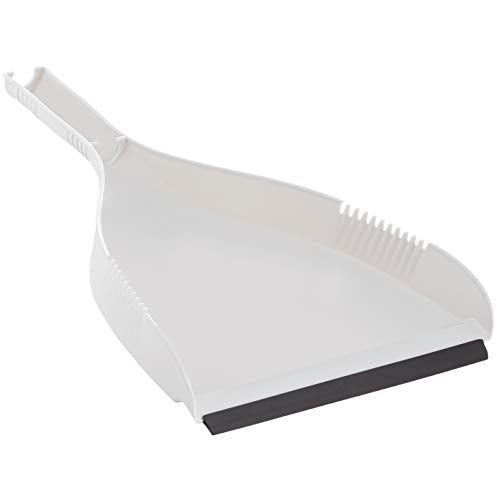 Superio Clip-On Dustpan - Heavy Duty Plastic, Easy Grip Clip-On Dust Pan with Rubber Edge, Detailed Sweeping Debris, Fits Standard Brooms Home & Commercial Dusting & Cleaning Tool, Grey - color: White, size: 1-pack