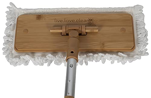 Harper Live.Love.Clean. Bamboo 2-in-1 Smooth Surface Wet/Dry Dust Mop with (2) Washable Pads for Cleaning Dust, Pet Hair & Fine Dry Dirt - style: Bamboo Wet/Dry Dust Mop