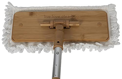 Harper Live.Love.Clean. Bamboo 2-in-1 Smooth Surface Wet/Dry Dust Mop with (2) Washable Pads for Cleaning Dust, Pet Hair & Fine Dry Dirt - style: Bamboo Wet/Dry Dust Mop